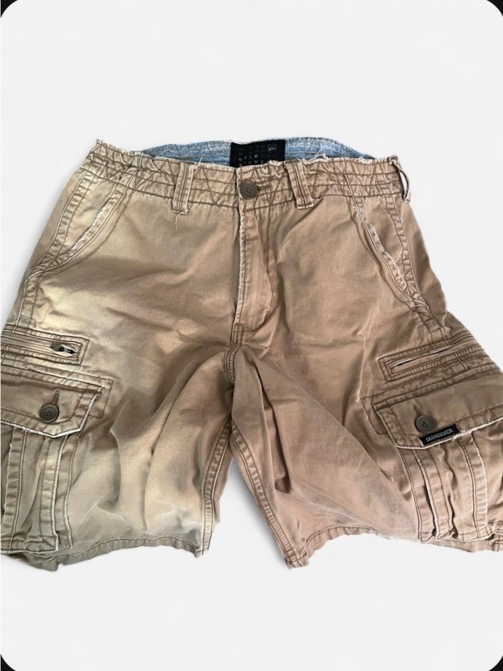 Quiksilver Men's Khaki Cargo Shorts with Multi-Pocket Design